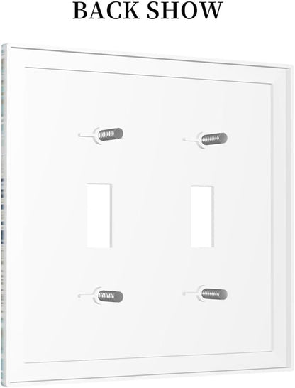 Decorative Light Switch Cover Plate Blue Starfish Brown Coral Ocean 2 Gang Outlet Covers Double Toggle Wall Plates for Electrical Outlets Switch Plate Covers Faceplate for Girlroom Home Decor