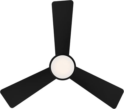 WAC Lighting Hug 3-Blade Aluminum Smart Flush Mount Ceiling Fan in Matte Black