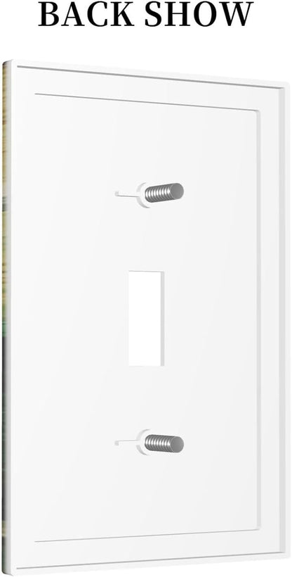 Decorative Light Switch Cover Plate Vintage Style Cat City Stamp 1 Gang Single Toggle Wall Plate Electrical Outlet Covers Decorate Switch Plate Cover for Bedroom Home Decor