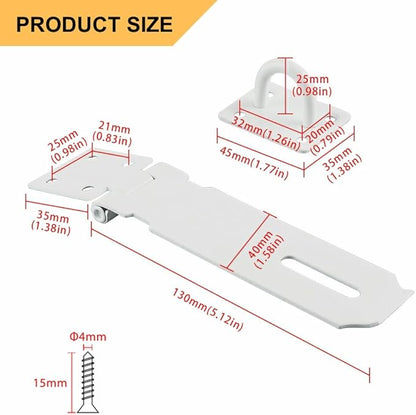 Alise Door Locks Hasp Latch,5 Inch SUS 304 Stainless Steel Safety Packlock Clasp Hasp Lock Latch,with Fixing Screw for External Doors Window Cabinet Pet Cage MS9W-5C