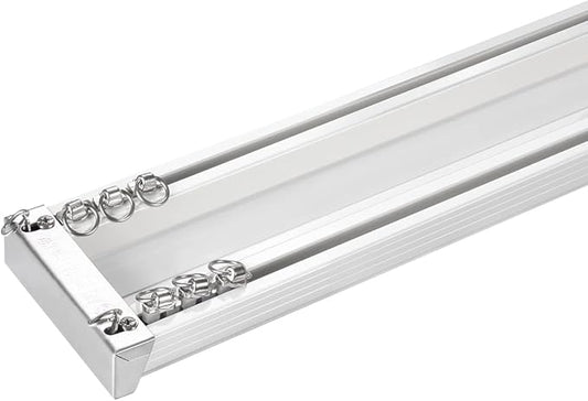 ZSHINE Heavy-Duty Curtain Conjoined Double Track rails Ceiling Mounting for Living Room Bedroom Room Divider (White 13.1ft)