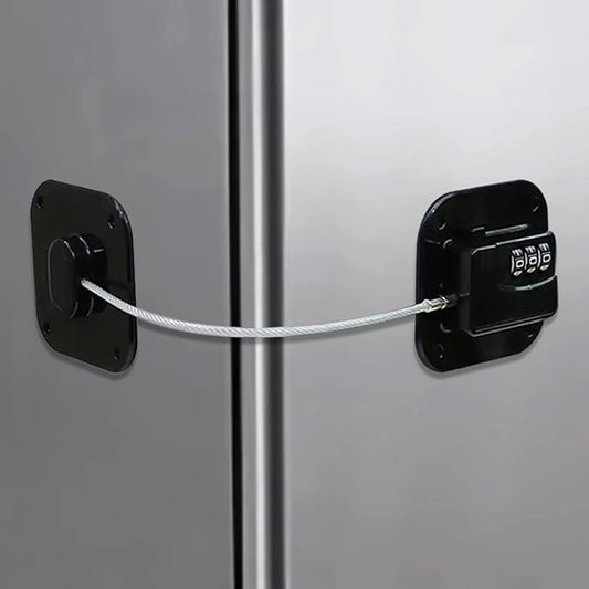 Heavy Duty Refrigerator Lock Cabinet Locks Child Safety Cabinet Locks Combination Fridge Lock for Cabinets Drawers Refrigerator (Black), 2.7X2.7IN
