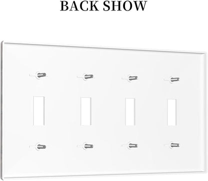 Decorative Light Switch Plate Covers Vintage Brown Wood Barn Door 4 Gang Light Switch Cover Quad Toggle Wall Plate Outlet Covers for Farmhouse Home Decor