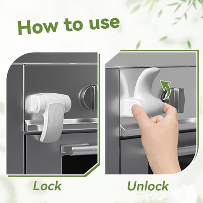 SAFELON 1 PC Baby Safety Oven Door Lock, Kitchen Safety Locks for Babies, Childproof Oven Locks for Kids, Heat-Resistant, No Screws & Drilling (White)