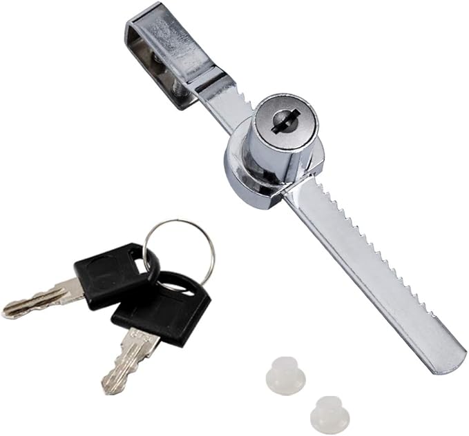 Sliding Glass Door Ratchet Lock Display Case Lock with Chrome Finish, Security, Keyed Alike Showcase Display (8 PC)