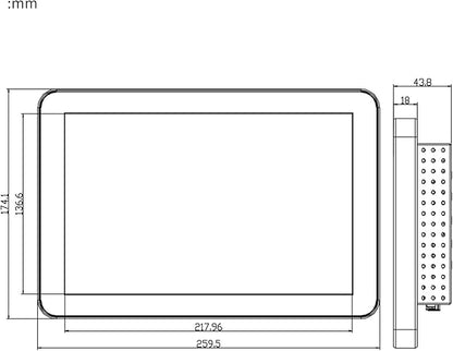 GreenTouch 10.1 Inch Desktop Wall Mountable Multi PCAP Touch Screen Monitor - HDMI/VGA/DVI Input,1280 * 800 Resolution Display