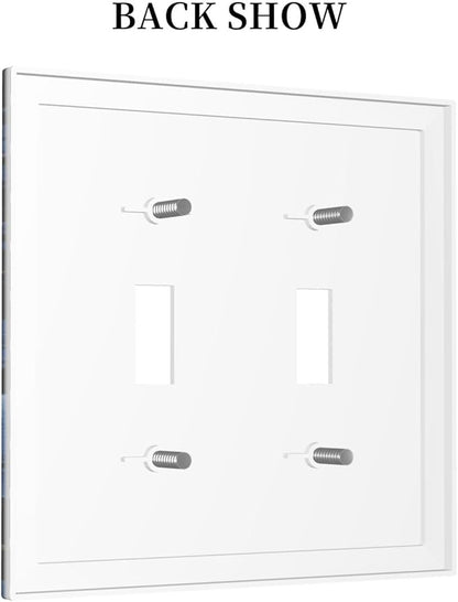 Blue White Flowers Light Switch Covers Double Toggle 2 Gang Wall Plate Dual Decorative Switchplate Electrical Faceplate for Farmhouse Decor
