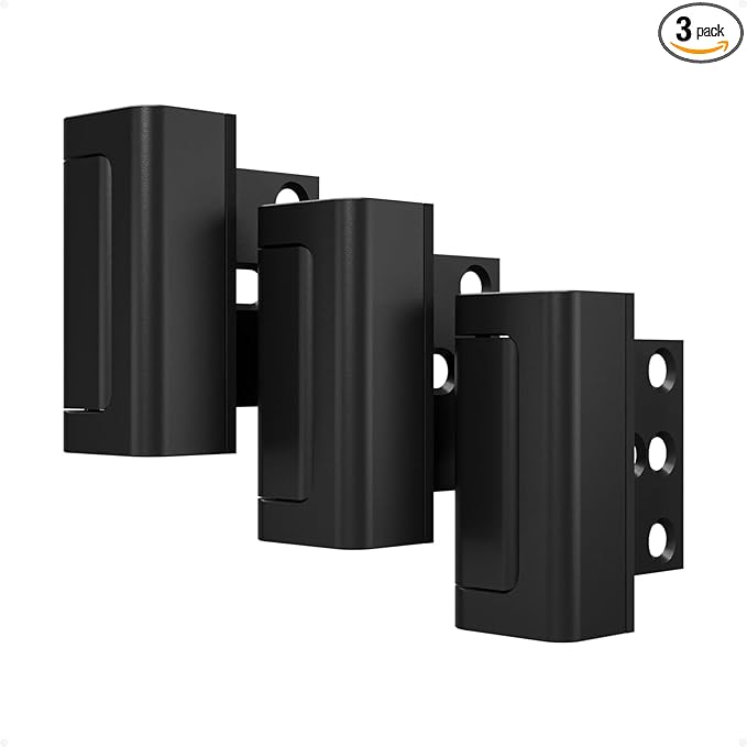 3 Pack Home Security Door Reinforcement Lock, Childproof Safety Door Lock Latch Stopper, Removable Screw-Mounted, Prevent Home Unauthorized Entry, Aluminum Construction, Withstands 800 lbs