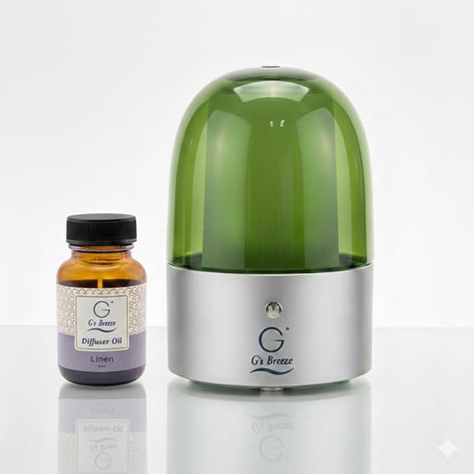 G’s Breeze Smart Diffuser with Refill – Bluetooth & Wi-Fi App Control, Gradient LED Lighting, Adjustable Scent Intensity, Low Noise, 24 Hour, Aromatherapy Diffuser for Home & Office - Linen Scent