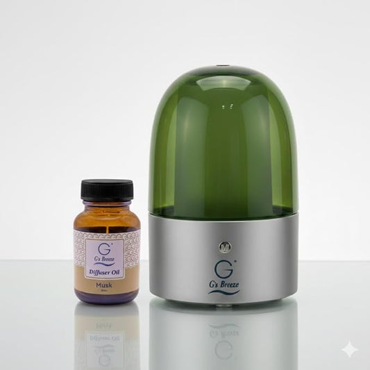 G's Breeze Smart Aroma Diffuser with Refill – Bluetooth & Wi-Fi App Control, LED Lighting, Adjustable Intensity, Long-Lasting Woody Fragrance for Home or Office - Musk