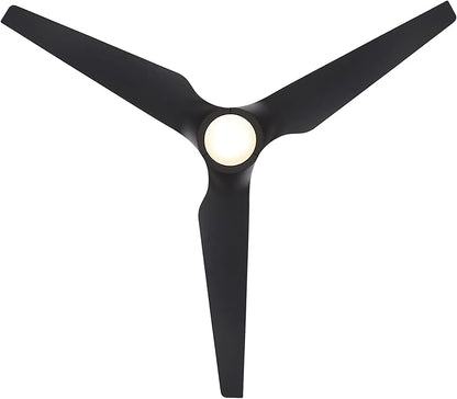 WAC Smart Fans Stella Indoor and Outdoor 3-Blade Ceiling Fan 60in Satin Brass Matte Black 3000K LED with Remote Control Compatible with Alexa and iOS or Android App