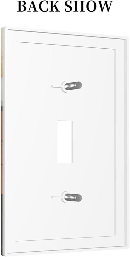 Sun Forest Deer Snow Mountain River Decorative Light Switch Cover 1 Gang Single Toggle Device Electrical Faceplate Switchplates Decorator Outlet Wall Plate For Bed Room Living Room Decor