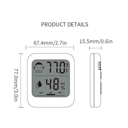 Digital Thermometer and Hygrometer with Comfort Face Display, Hygrometer, Stand, Magnet, Hanging, Simple, Infectious Disease Prevention, Heat Stroke Prevention (Simple, No Clock)