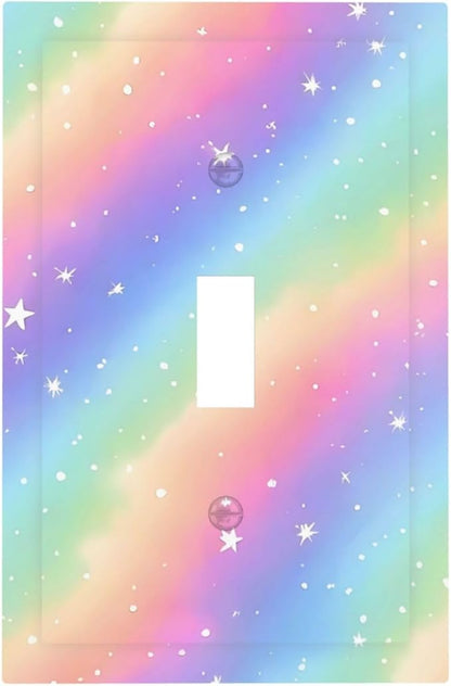 Decorative Light Switch Cover Plate Pink Blue Purple Iridescent Rainbow 1 Gang Single Toggle Wall Plates for Electrical Outlet Covers Switch Plate Covers Faceplate for Bedroom Home Decor