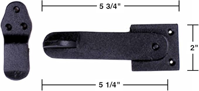 Renovators Supply Manufacturing Door Latch 5 3/4 in. Black Wrought Iron Gate Latch/Barn Door Latch Lock with Mounting Hardware