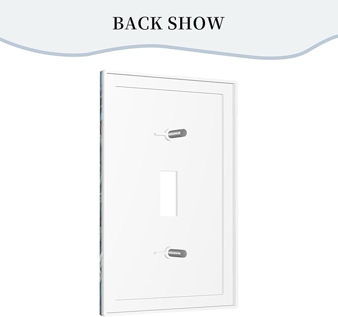 White Flowers Green Leaves Light Switch Covers 1 Gang Single Toggle Wall Plate Decorative Switchcover Electrical Switchplate for Country Living Decor