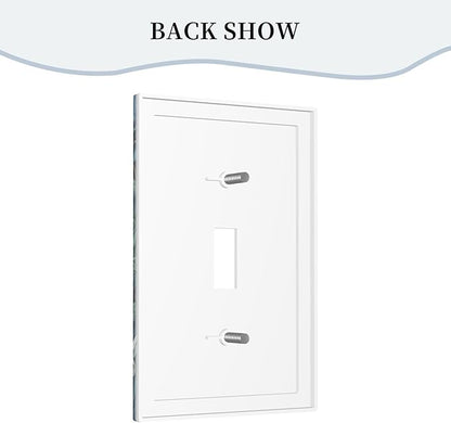 White Flowers Green Leaves Light Switch Covers 1 Gang Single Toggle Wall Plate Decorative Switchcover Electrical Switchplate for Country Living Decor