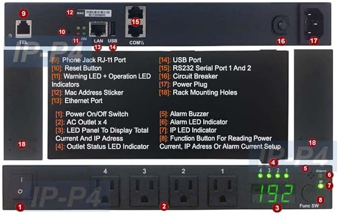 Professional 4-Port Universal Remote Power Switch - Phone Control + Web Control