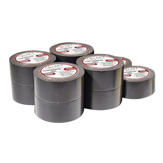 APT, Multi Color Marking Tape, Premium Safety Marking and Dance Floor Splicing Tape, 6 mil Thick (Black, 10 Roll)