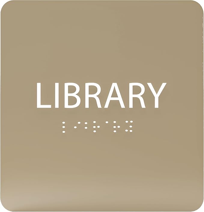 6" X6" Library Sign - ADA Compliant Tactile Graphics Grade 2 Braille Text Acrylic Wall Sign - Quiet zone, Information Convey, Group Study Room Door Signs for Office, School, Home