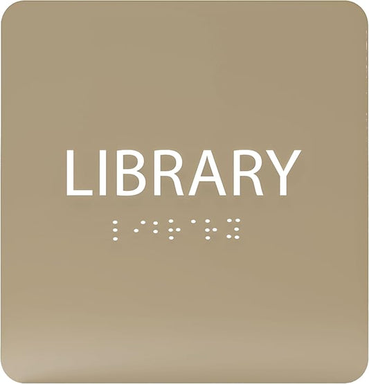 6" X6" Library Sign - ADA Compliant Tactile Graphics Grade 2 Braille Text Acrylic Wall Sign - Quiet zone, Information Convey, Group Study Room Door Signs for Office, School, Home
