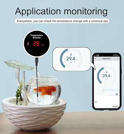 PHOVOLT WiFi Refrigerator Thermometer: Digital Fridge Thermometer, LCD Display,App Notification, Remote App Monitor for Pool, Hot Tub, Fish Tank (Temperature)