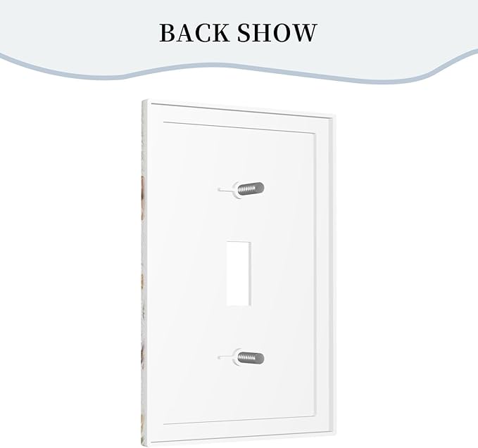Decorative Light Switch Cover Boho White Background Butterfly Rustic Flower Single Toggle Personalized Wall Plate Switchplate 1 Gang Switchcover Decora Light Switch Plate for Home Decor