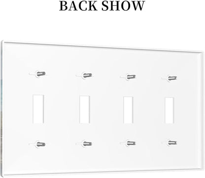 Decorative Light Switch Cover Plate Coastal Beach Ocean Seaside View 4 Gang Wall Plates for Electrical Outlets Quad Toggle Switch Plate Covers Outlet Covers Faceplate for Bedroom Home Decor