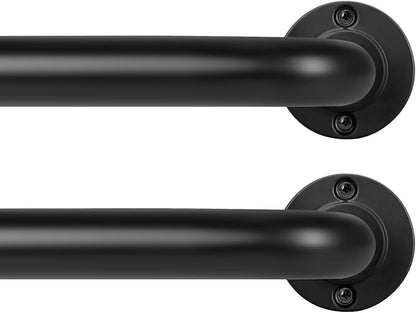 Black Wrap Around Curtain Rods 2Pack:Blackout Heavy duty Adjustable Window Curtain Rod for Bedroom,Industrial Darkening Curved French Metal Single Drapery Rods Easy Install,Matte Black 48-90"