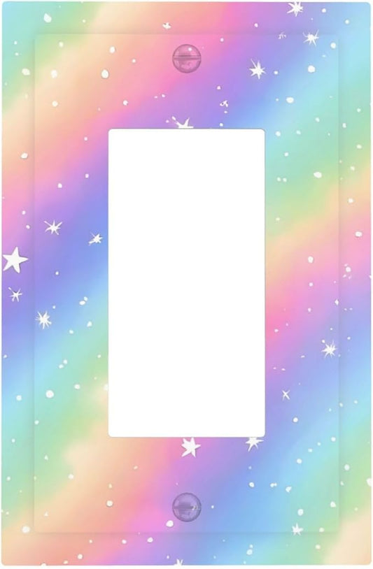 Decorative Outlet Covers Pink Blue Purple Iridescent Rainbow 1 Gang Rocker Light Switch Cover Plate Single Wall Plates for Electrical Outlets Switch Plate Covers Faceplate for Home Decor