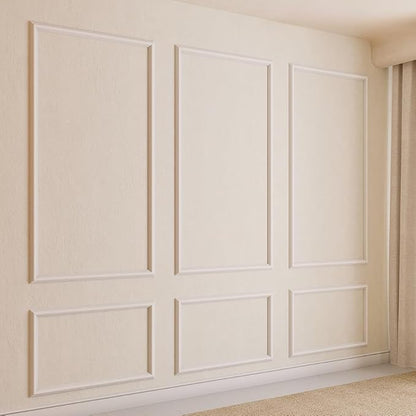 Peel and Stick Wall Molding Kit – Pre-Cut & Primed Trim Package, DIY Self-Adhesive Wainscoting Panels, Paintable Polystyrene Wall Frame, Easy Wall Upgrade (Model-2)