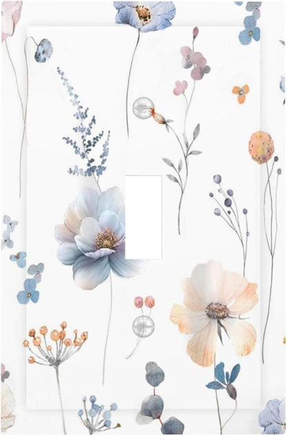 Wildflowers Plant Leaves Floral Berry Decorative Light Switch Cover 1 Gang Single Toggle Device Electrical Faceplate Switchplates Decorator Outlet Wall Plate for Bed Room Living Room Decor