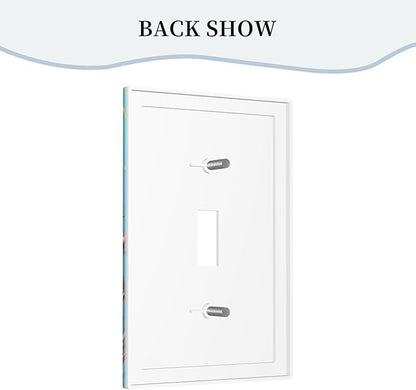 Decorative Light Switch Cover Plate Colorful Paint Splatters Blue Wood Plank 1 Gang Wall Plate Oversized Single Toggle Wall Cover Plate Jumbo Electrical Switchplate Faceplate