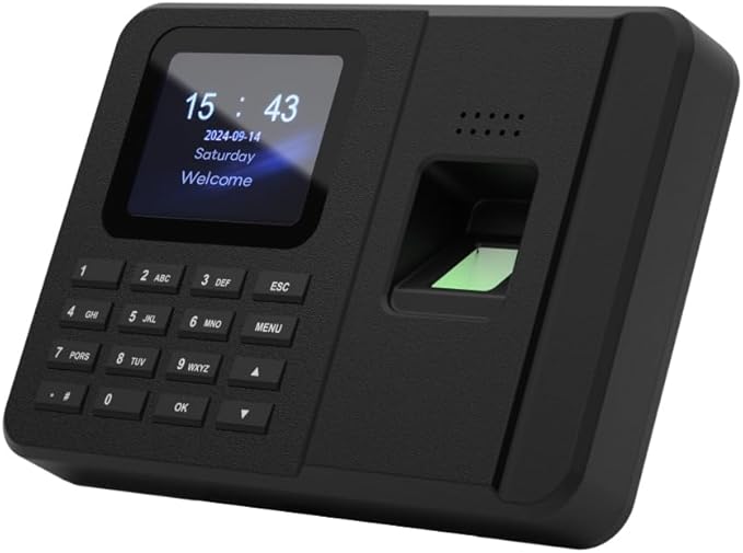 Time Clocks for Employees Small Business, Fingerprint + PIN, Biometric Clock in and Out Machine for Employees, No Monthly Fee, No Software Required
