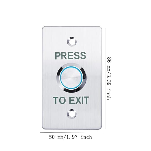Push to Exit Button，12V DC Push to Exit Switch with LED Light, IP67 Waterproof,NC/NO/COM Outputs, Surface Mount Request-to-Exit Device for Access Control Systems (86X50-B)