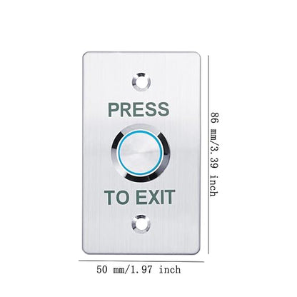 Push to Exit Button，12V DC Push to Exit Switch with LED Light, IP67 Waterproof,NC/NO/COM Outputs, Surface Mount Request-to-Exit Device for Access Control Systems (86X50-B)