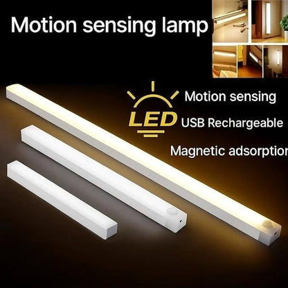 Punch-Free Smart Sensor Magnetic Rechargeable Led Lights, Sensor Magnetic Rechargeable Led Lights, Under Cabinet Lights, for Stairs,Wardrobe,Cabinet (White Light, 50cm/19.6in)