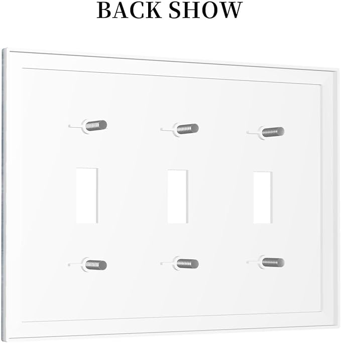 Decorative Light Switch Cover Plate Rustic Blue White Daisy Ink Flower 3 Gang Wall Plates for Electrical Outlets Triple Toggle Switch Plate Covers Outlet Covers Faceplate for Home Decor