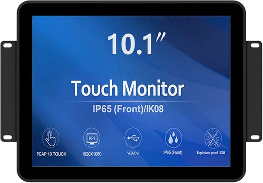GreenTouch 10.1 inch 10 Points Front Waterproof Industrial Open Frame PCAP Touch Screen LCD Display Monitor 1280x800 Black