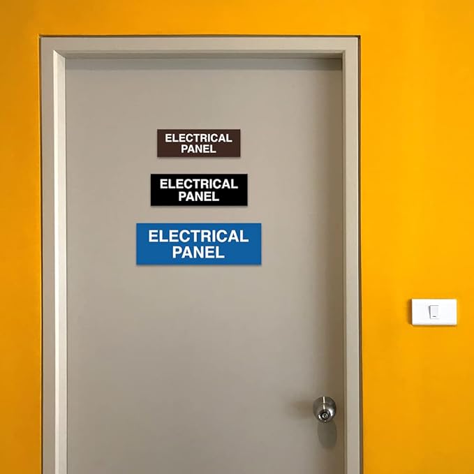 All Quality Basic Electrical Panel Sign - Fire Regulation Safety Compliance Sign - Red/Gold - Large (1 Pack)