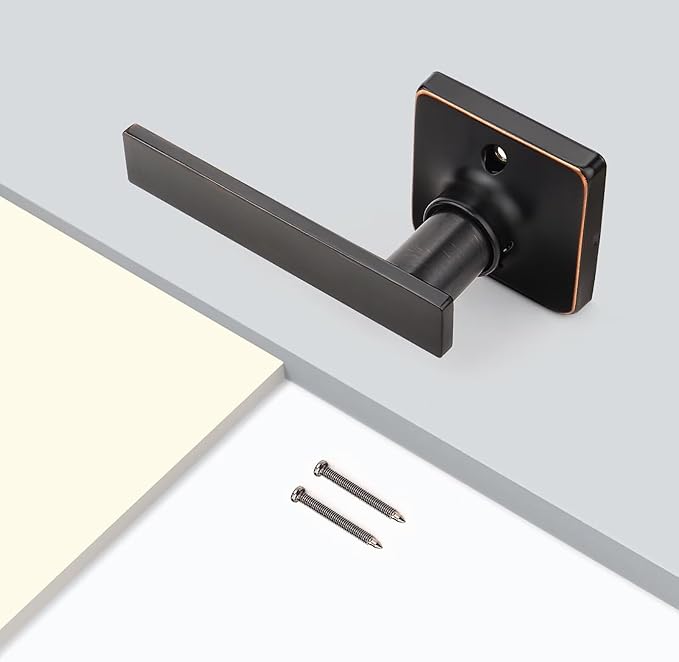GOBEKOR 1 Pack Oil Rubbed Bronze Door Handles Interior Single Dummy Door Handle for Closets Keyless Bronze Lever Interior Closet Door Levers