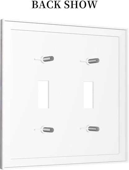 Decorative Light Switch Plate Covers Rustic White Purple Daisy Floral Flower 2 Gang Wall Plate Double Toggle Switch Cover Plate Electric Dual Device Electrical Faceplate for Bedroom Decor
