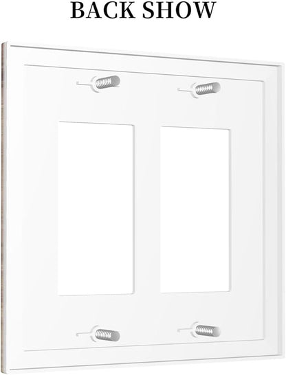 Decorative Outlet Covers Rustic Brown Wood Grain 2 Gang Double GFCI Rocker Electrical Wall Panels Light Switch Cover Plate for Farmhouse Kitchen Decor