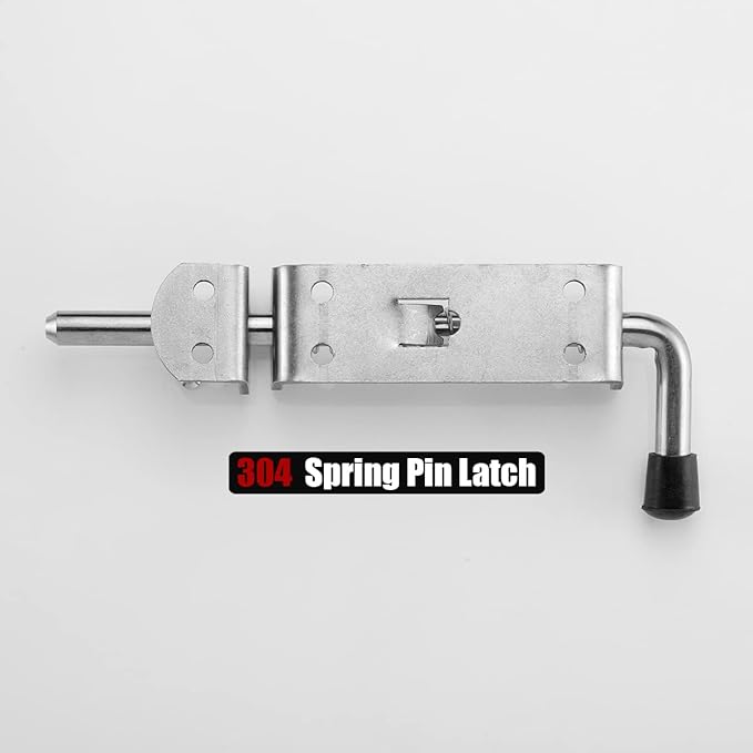 JQK Spring Loaded Sliding Bolt Latch, Heavy Duty 304 Stainless Steel Thickened 4mm Door Lock Barrel Bolt, 8.6 Inch Brushed Finished, HSB500