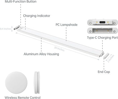 20 Inch Under Cabinet Lighting, Expandable LED Cabinet Light with Sensor Controls, Adjustable Color Temperature & Brightness, Wireless Magnetic Installation