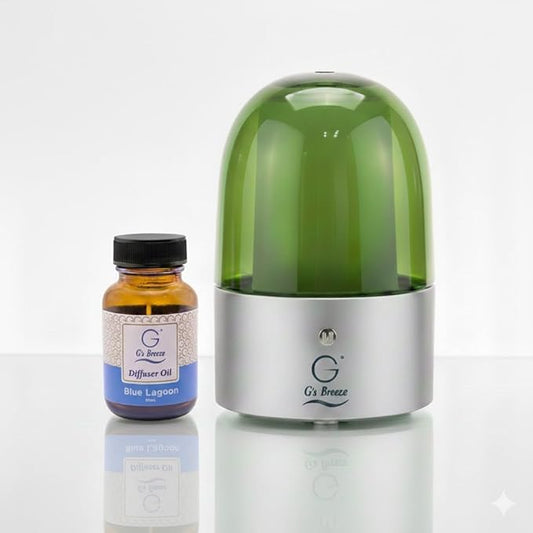G's Breeze Smart Aroma Diffuser with Refill – Bluetooth & Wi-Fi App Control - LED Lighting & Adjustable Intensity - Long-Lasting Fresh Aquatic Fragrance for Home or Office - Blue Lagoon