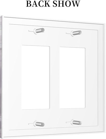 Purple Daisy White Floral Butterfly Flowers Outlet Covers Light Switch Cover Plate 2 Gang Double Rocker Wall Plates Decorative Switch Plates Plug Cover Electrical GFCI Receptacle for Home 4.9 X 5 IN
