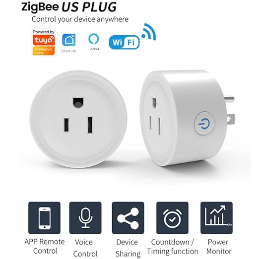 TUYA 20A Smart Plug Zigbee Socket with Power Monitor Timing Function Voice Control Works US Plug