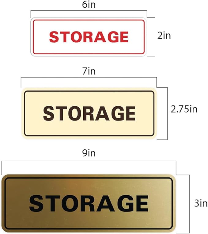 Standard STORAGE Door/Wall Sign - Lt Gray - Small (5 Pack)