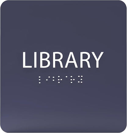 6" X6" Library Sign - ADA Compliant Tactile Graphics Grade 2 Braille Text Acrylic Wall Sign - Quiet zone, Information Convey, Group Study Room Door Signs for Office, School, Home